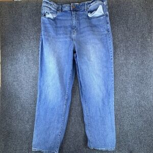 Lane Bryant Loose Straight Jeans Women 38x30.5 Blue Denim Mid Rise Signature Fit